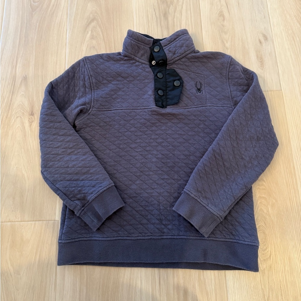 Youth Spyder Quilted Pullover Size Youth Medium Charcoal Gray